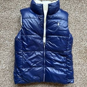 Kids Polo Ralph Lauren Down Reversible Puffer Vest Jacket Navy Blue and White